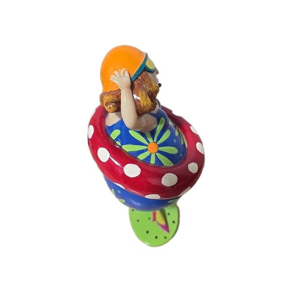 Retro Beach Woman Wearing FloatyW/Beach Bag Bright Colorful Coin Bank **READ** - Picture 5 of 12
